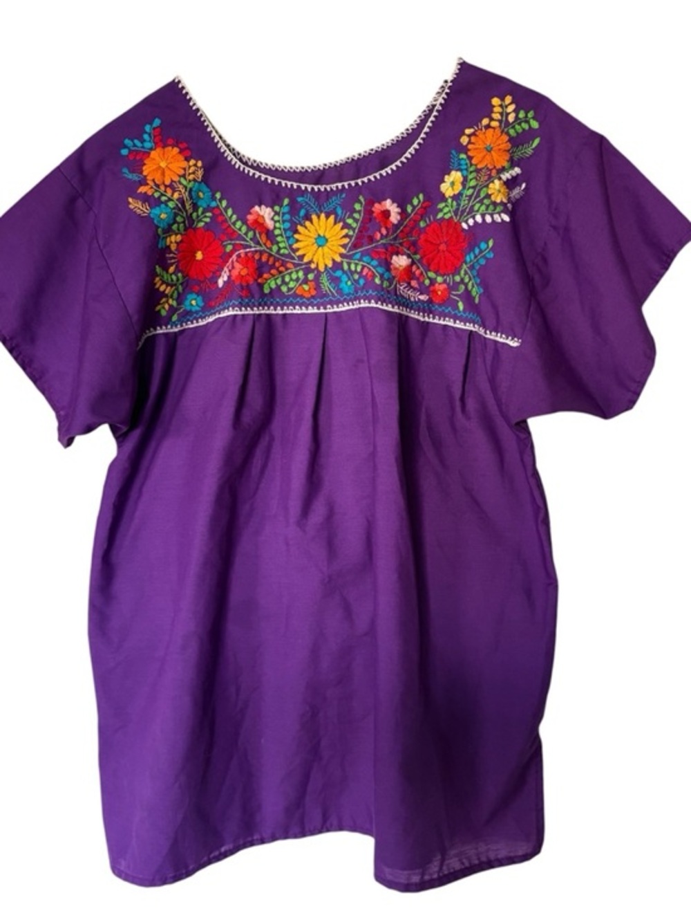 Vintage Purple Embroidered Floral Blouse